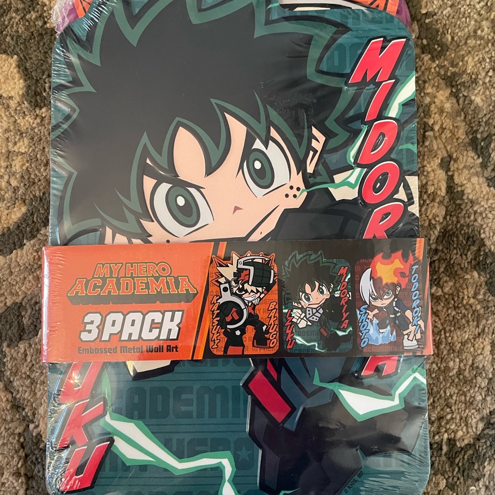 My Hero Academia Embossed Metal Wall Art 3-Pack